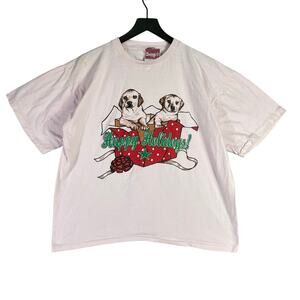 Vintage 90s Sleepygirl Holidogs Christmas Puppy Graphic T-Shirt USA One Size